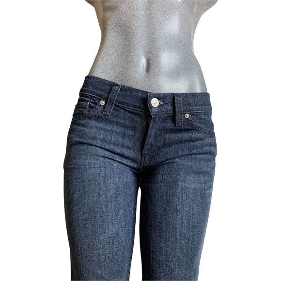 7 For All Mankind Womens Jeans Tag 25 28x29 Blue Dark Wash Straight Leg Low-Rise - Picture 5 of 12